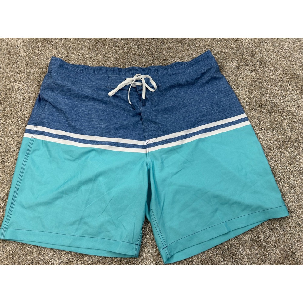 Southern Tide Mens XXL Blue Teal Colorblock Board Shorts Swim Trunks #0675